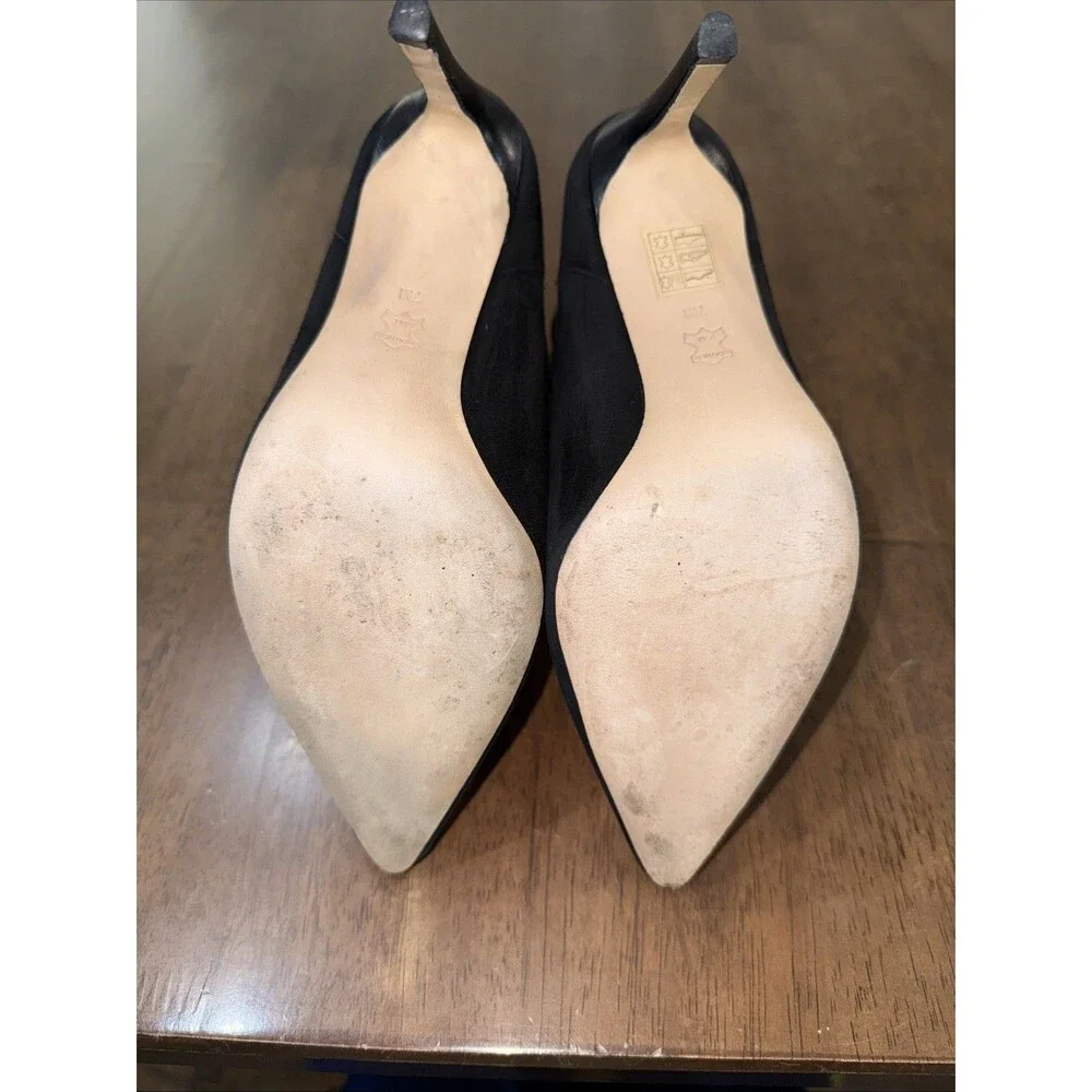 Tory Burch Pointed Toe Ankle Booties Black Leather Stiletto Heel Chelsea 7M